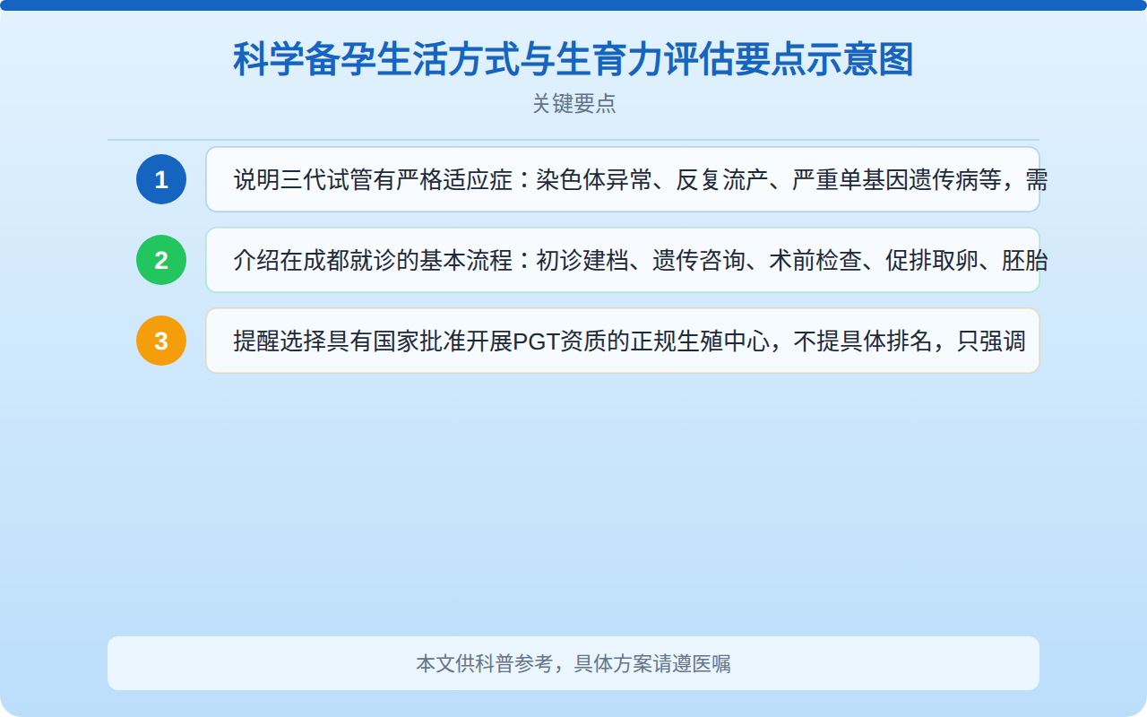 科学备孕生活方式与生育力评估要点示意图